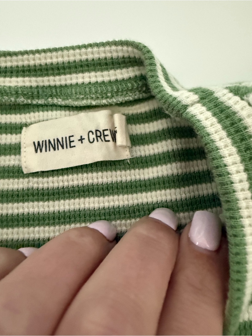 Winnie + Crew Green & Cream Striped Two-Piece Lounge Set - Picture 2 of 2